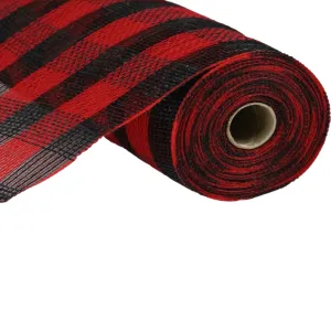 10.5" Red Black Faux Jute Cotton Check Mesh RY8307E6