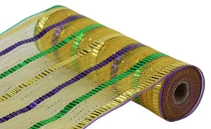 10.5" X 10Yd Mardi Gras Xl Wide Foil Stripe Mesh RY851473