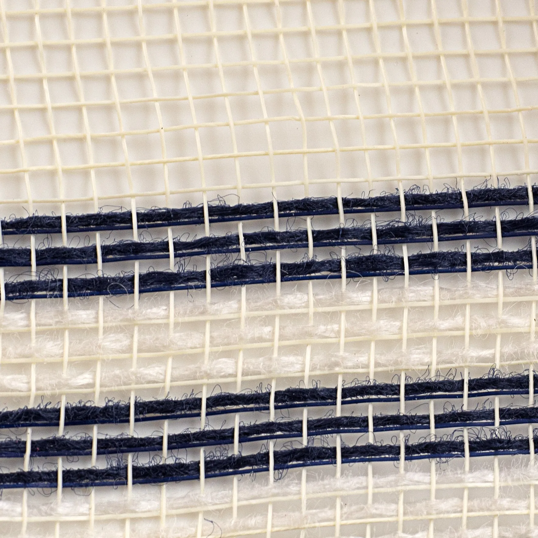 10" Border Stripe Mesh: Cream & Navy Blue