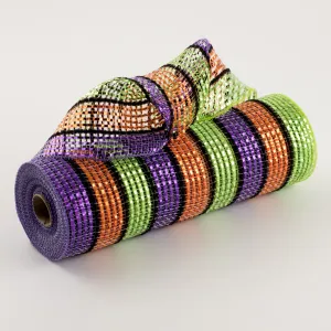 10" Bright Metallic Stripe Mesh: Purple, Lime, Orange, Black