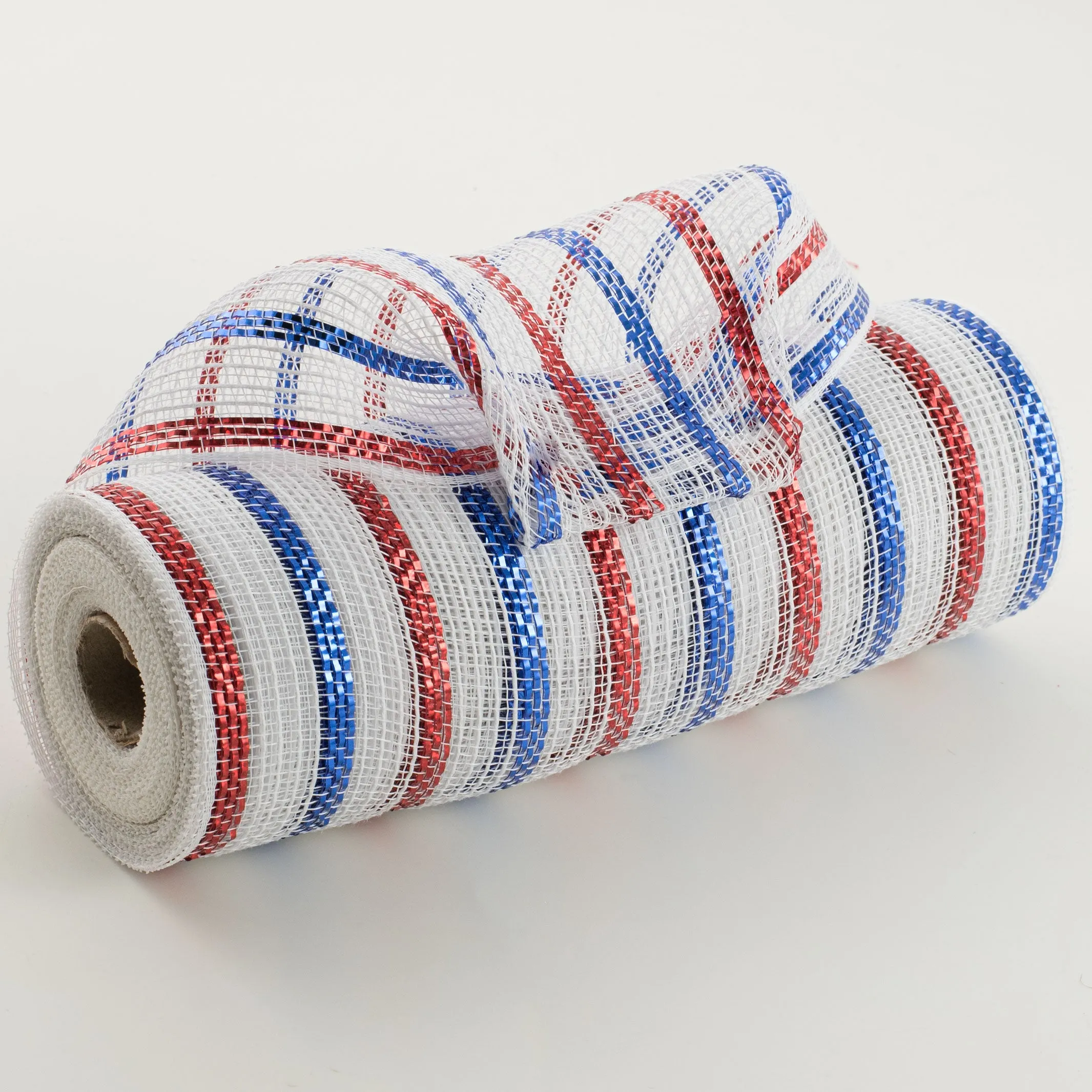 10" Cotton Poly Deco Mesh: Red/White/Blue (10 Yards)