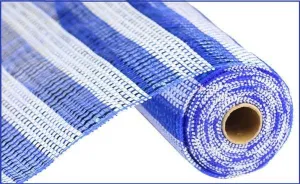 10" Deco Poly Mesh: Blue/White Horiz Stripe Mesh