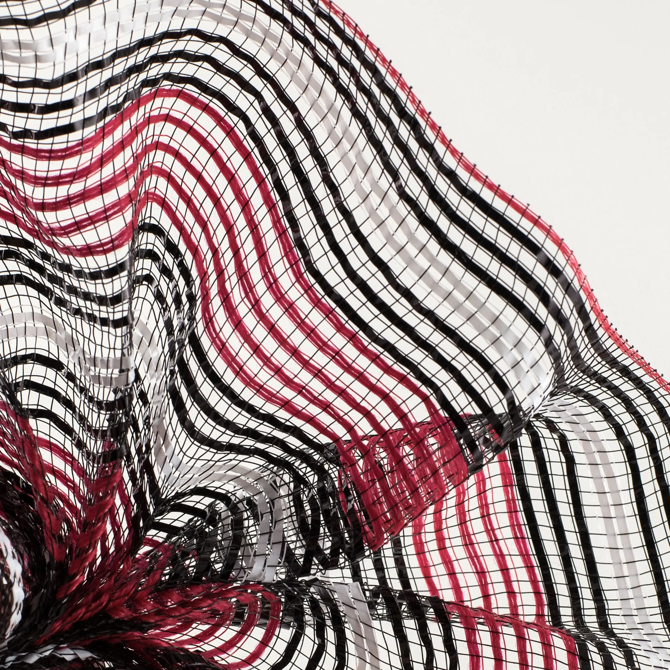 10" Fabric Bold Stripe Mesh: Black, Red, White