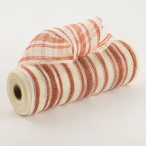 10" Fabric Ticking Stripe Mesh: Cream & Dark Orange