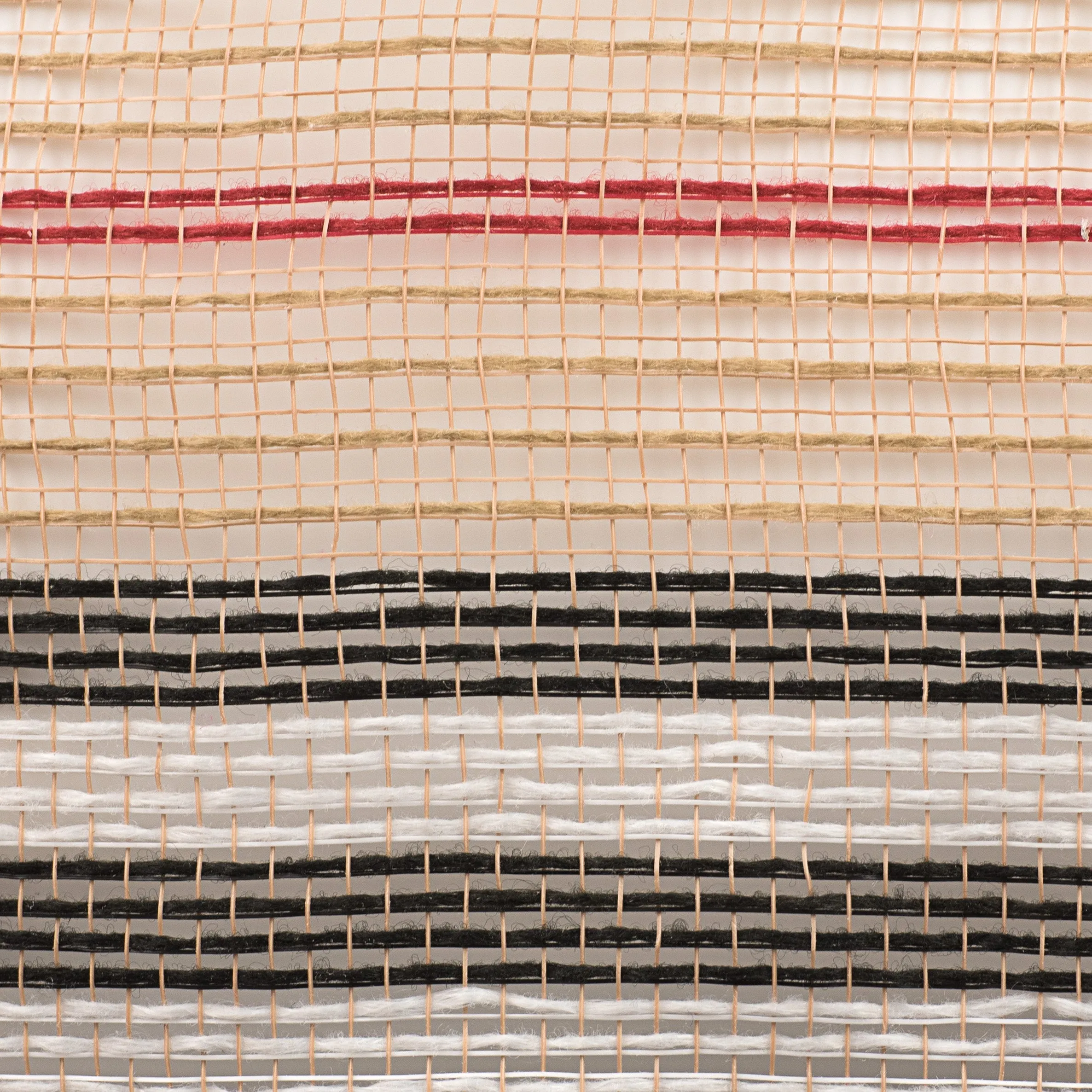 10" Jute Luxury Stripe Mesh: Tan, Black, White, Red