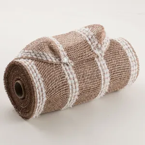 10" Poly Burlap Mesh: Natural Brown with Snowdrift