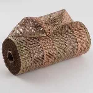 10" Poly Burlap Stripe Mesh: Moss, Brown, Natural