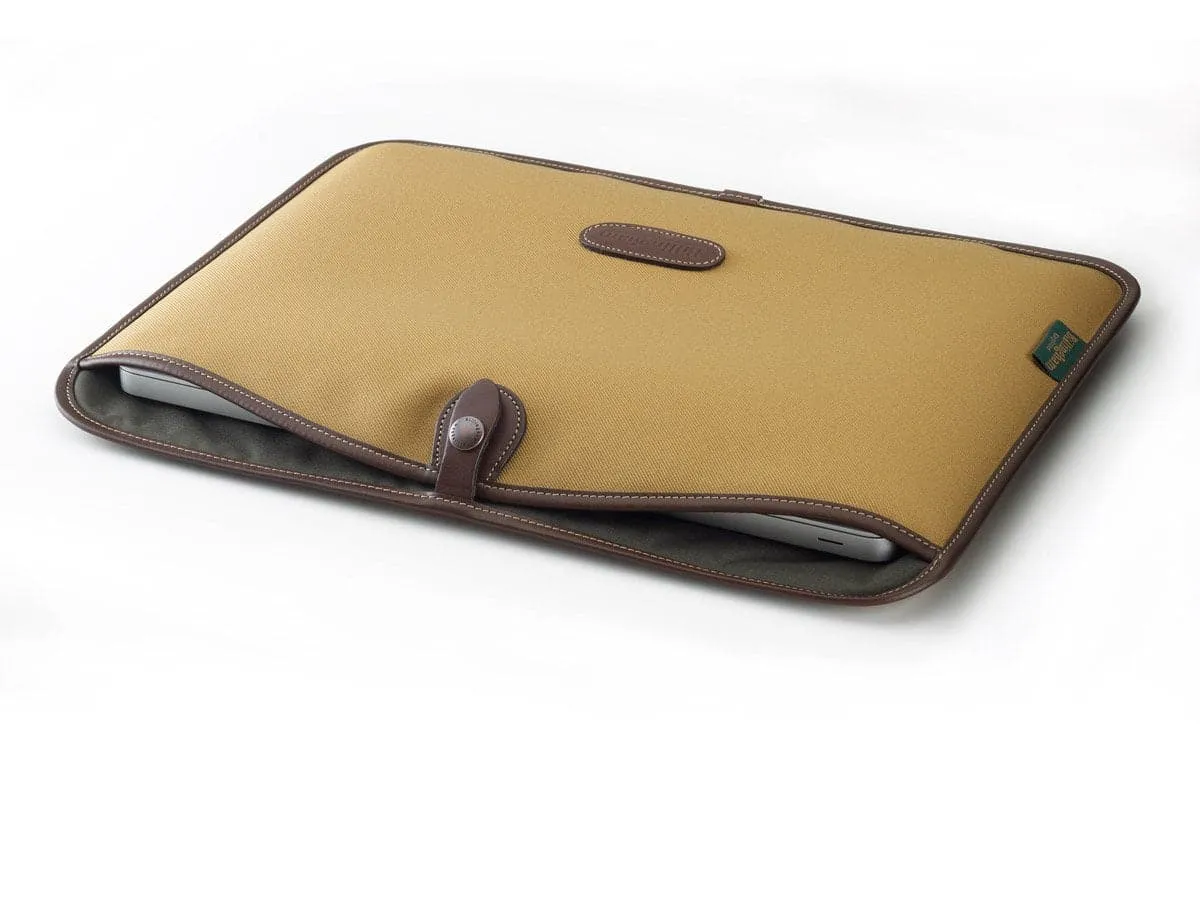 15" Laptop Slip - Khaki FibreNyte / Chocolate Leather