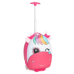 16 Inch Kids Rolling Luggage with 2 Flashing Wheels and Telescoping Handle - Pink