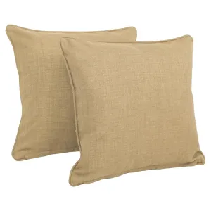 18-inch Double-corded Solid Outdoor Spun Polyester Square Throw Pillows with Inserts (Set of 2), Sandstone