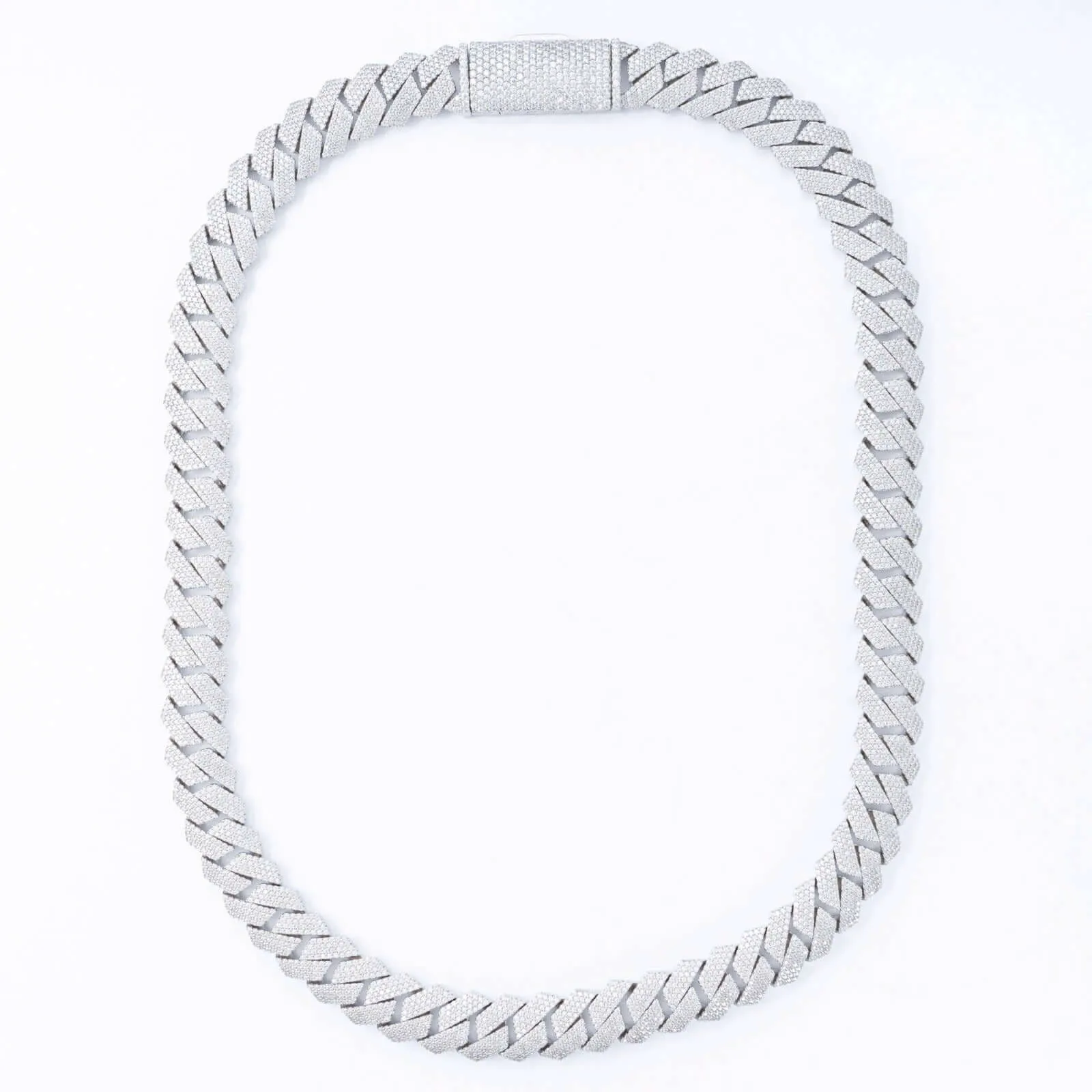 18mm Iced-Out Moissanite Cuban Link Chain, 925 Sterling Silver