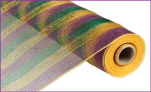 21" Deco Poly Mesh: Mardi Gras Purple Green Gold