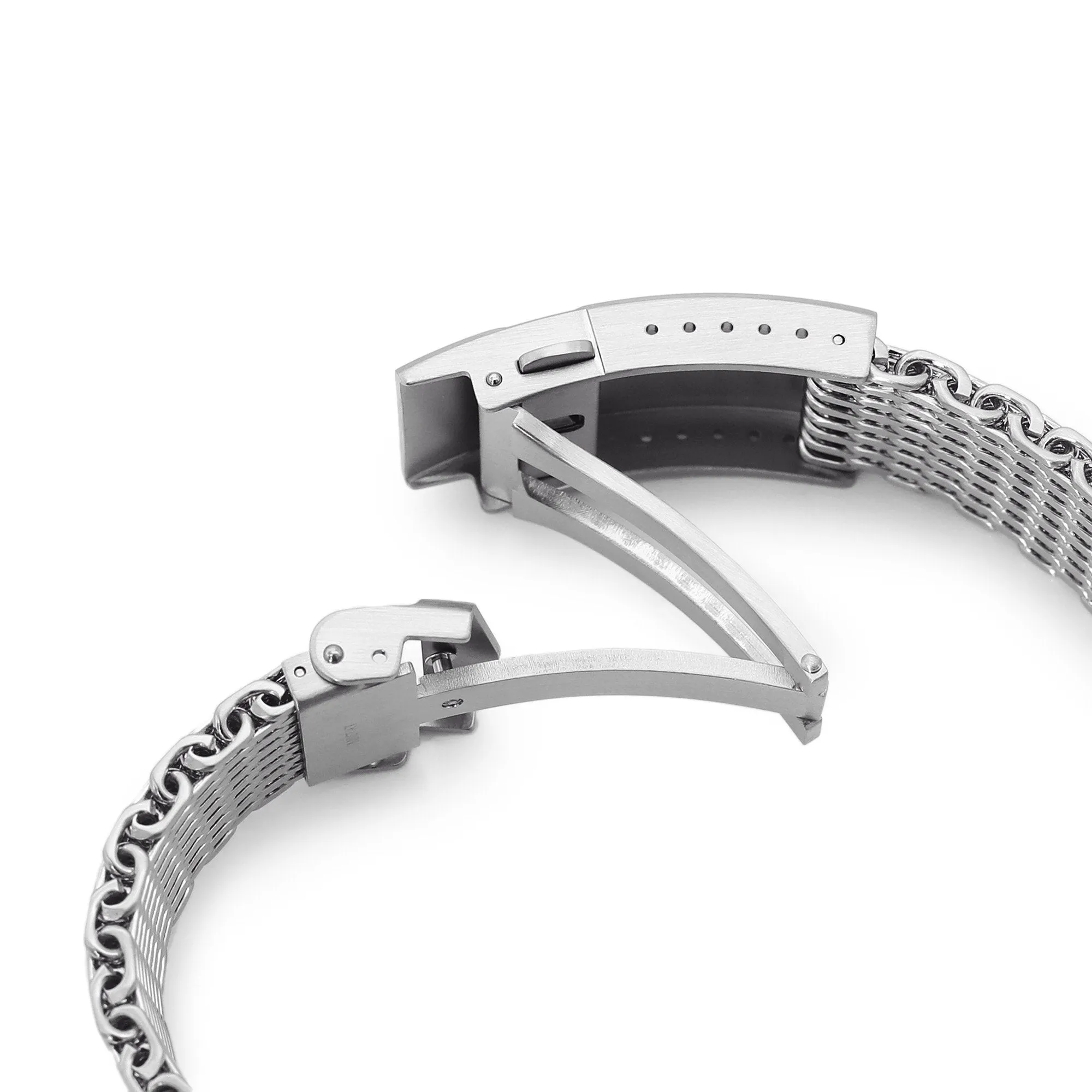 22mm Tapered "SHARK" Mesh Band, V-Clasp, Brushed