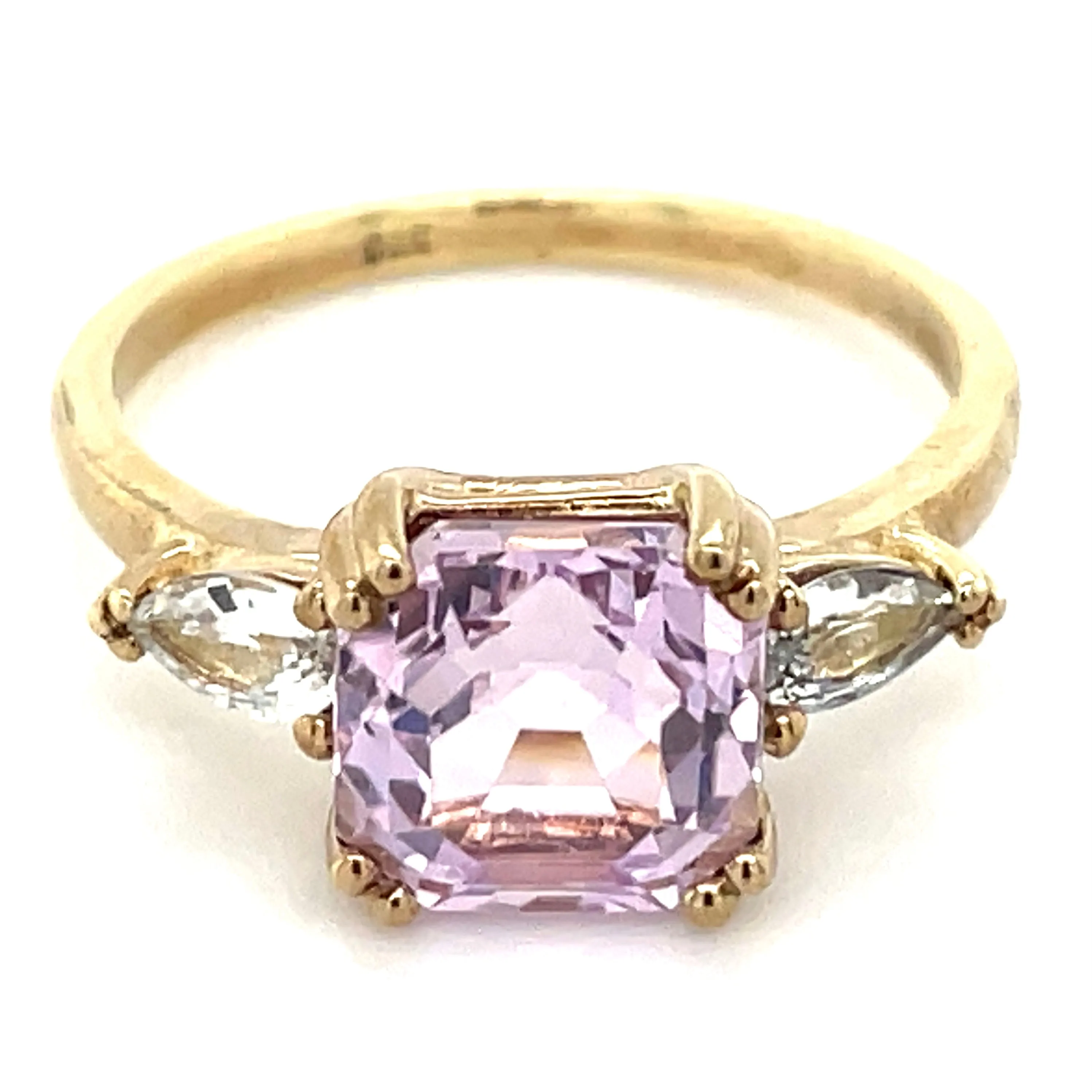 9ct Yellow Gold Earth Grown 2.3ct Kunzite & White Sapphire Ring