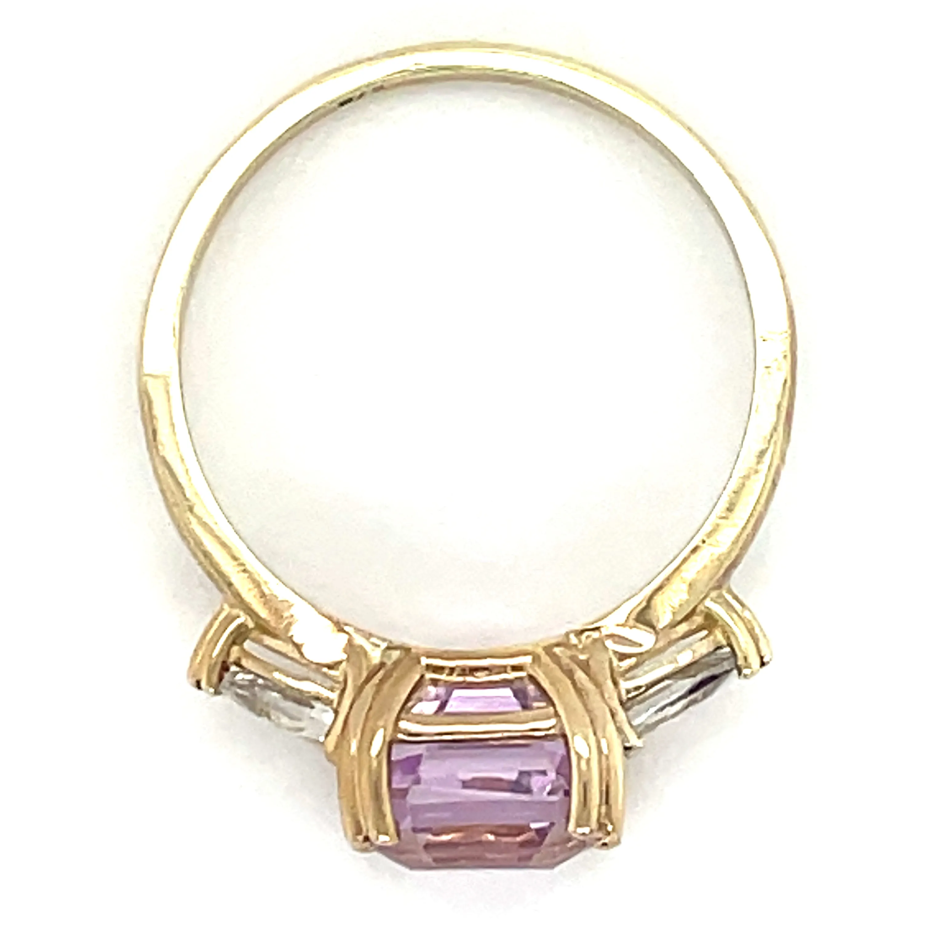 9ct Yellow Gold Earth Grown 2.3ct Kunzite & White Sapphire Ring