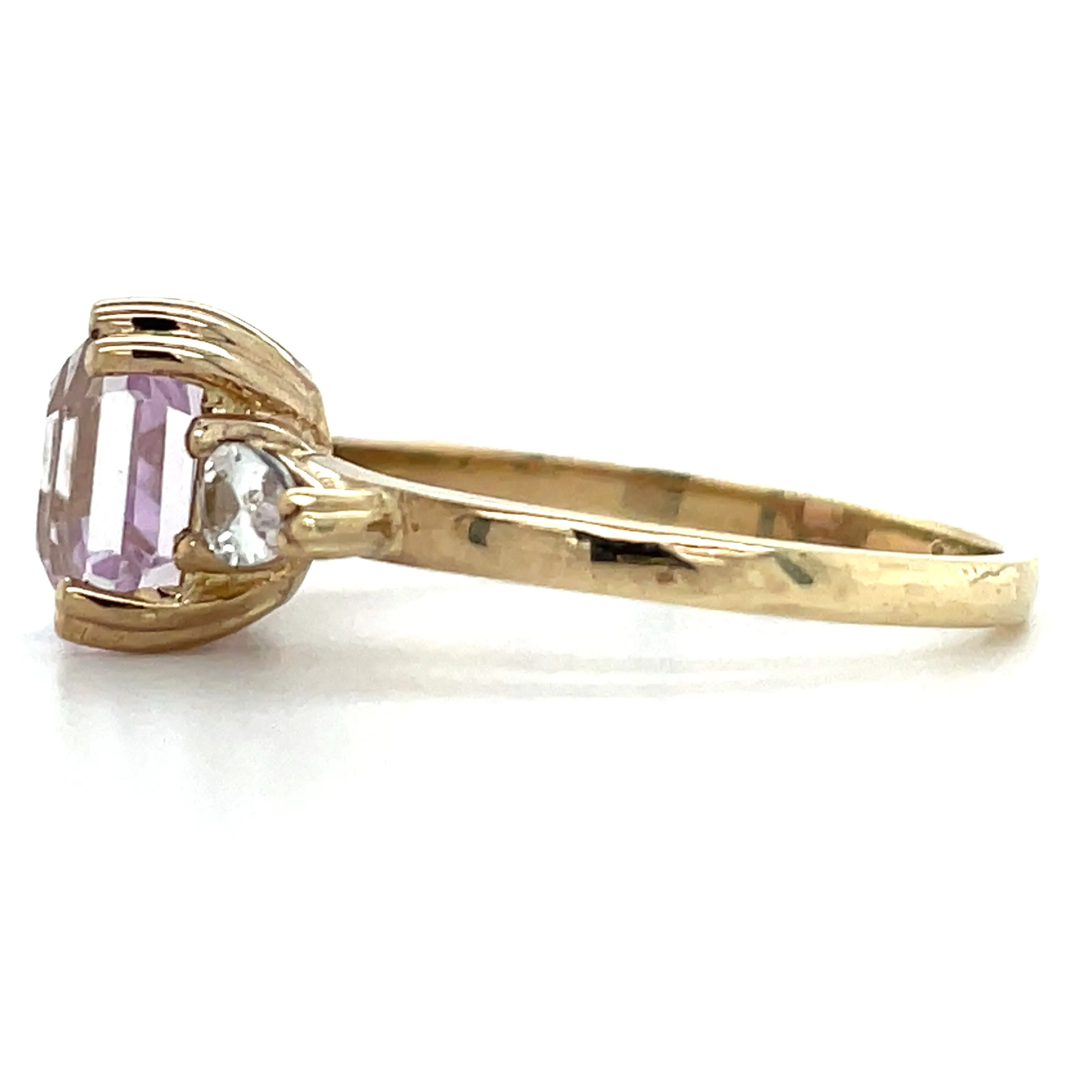 9ct Yellow Gold Earth Grown 2.3ct Kunzite & White Sapphire Ring