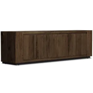 Abaso Media Console, Rustic Ebony