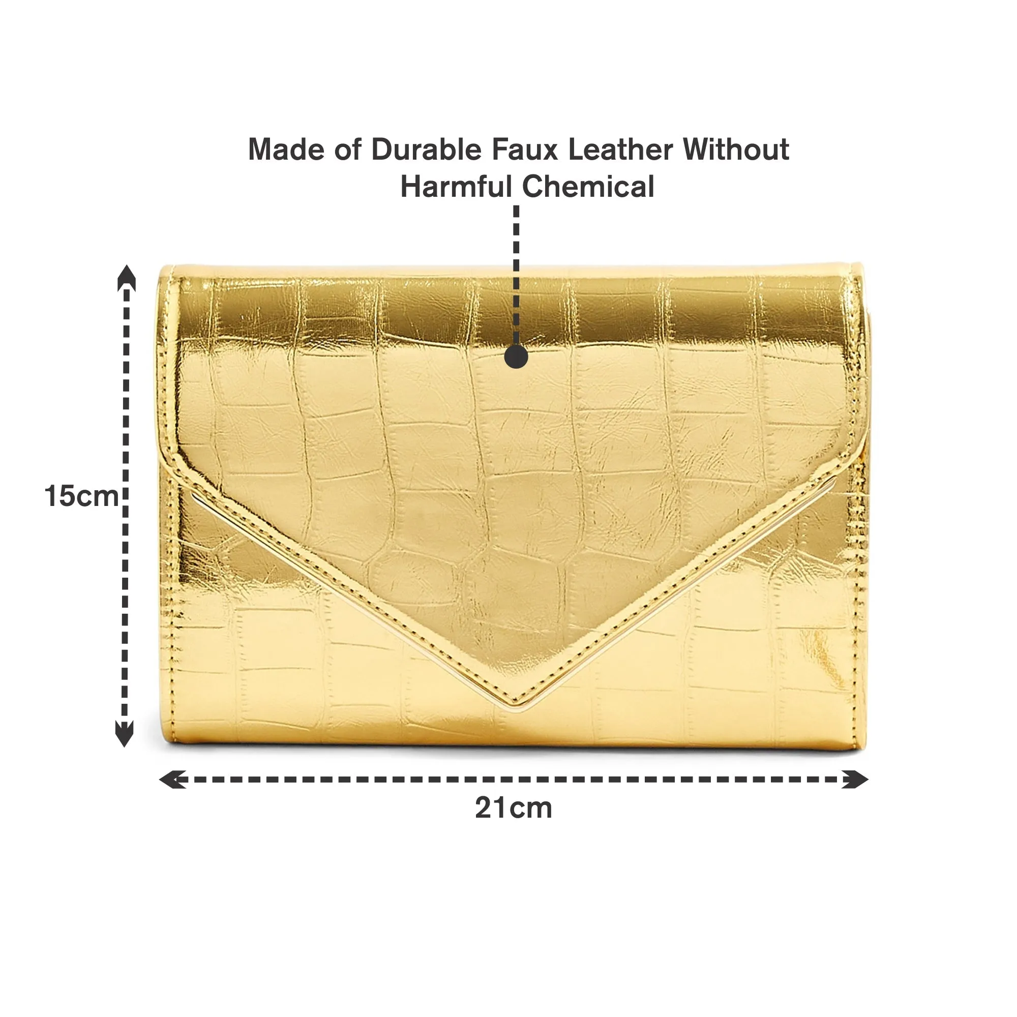 Accessorize London Women's Gold Milly Croc Clutch Bag