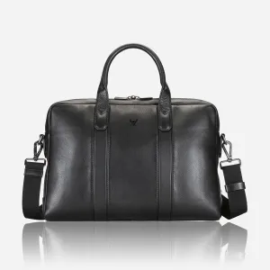 Armstrong 15" Slimline Leather Laptop Bag, Black