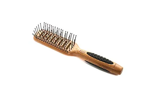 Bass 701 Dark Bamboo Vented Hairbrush with Nylon Pins