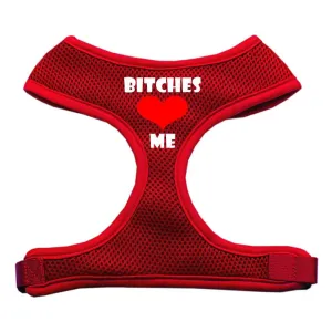 Bitches Love Me Soft Mesh Harnesses Red Medium