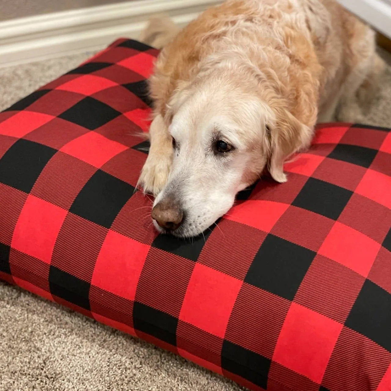 Black & Red Buffalo Check Pillow Bed