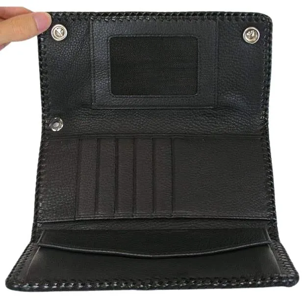 Black Stingray Leather Trifold Long Wallet