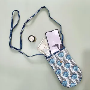 Blue & White Buti Phone Sling