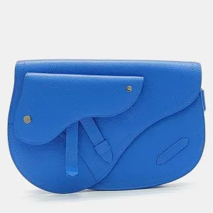 Blue Leather Saddle Crossbody Bag