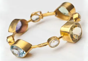 Bold Chunky Gold Bangle with Semi-Precious Stones