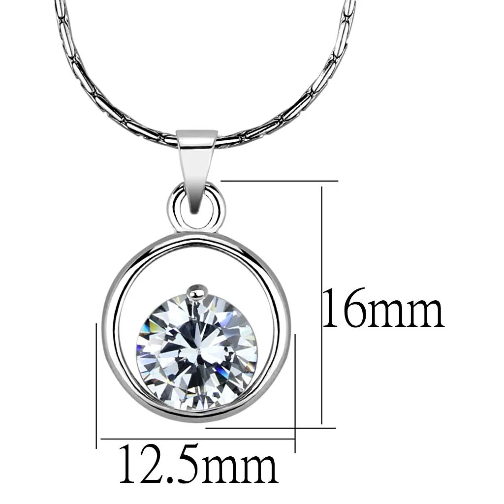 Brass Chain Pendant with AAA Grade CZ in Clear for Women Style LO4153