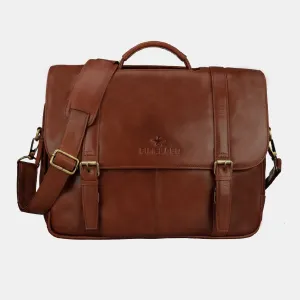 Brown Designer Vintage Leather Messenger 15.6 inch Laptop  Bag For Men & Women