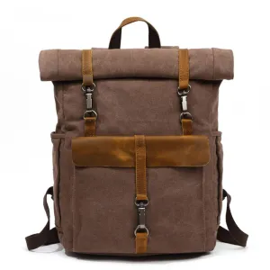 Canvas Leather Backpack, Laptop Backpack, Vintage Rucksack, Waterproof Travel Backpack