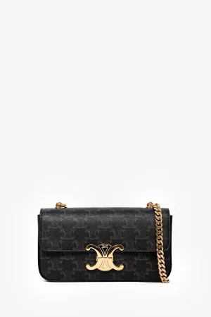 Celine Canvas Triomphe 'Claude' Chain Shoulder Bag