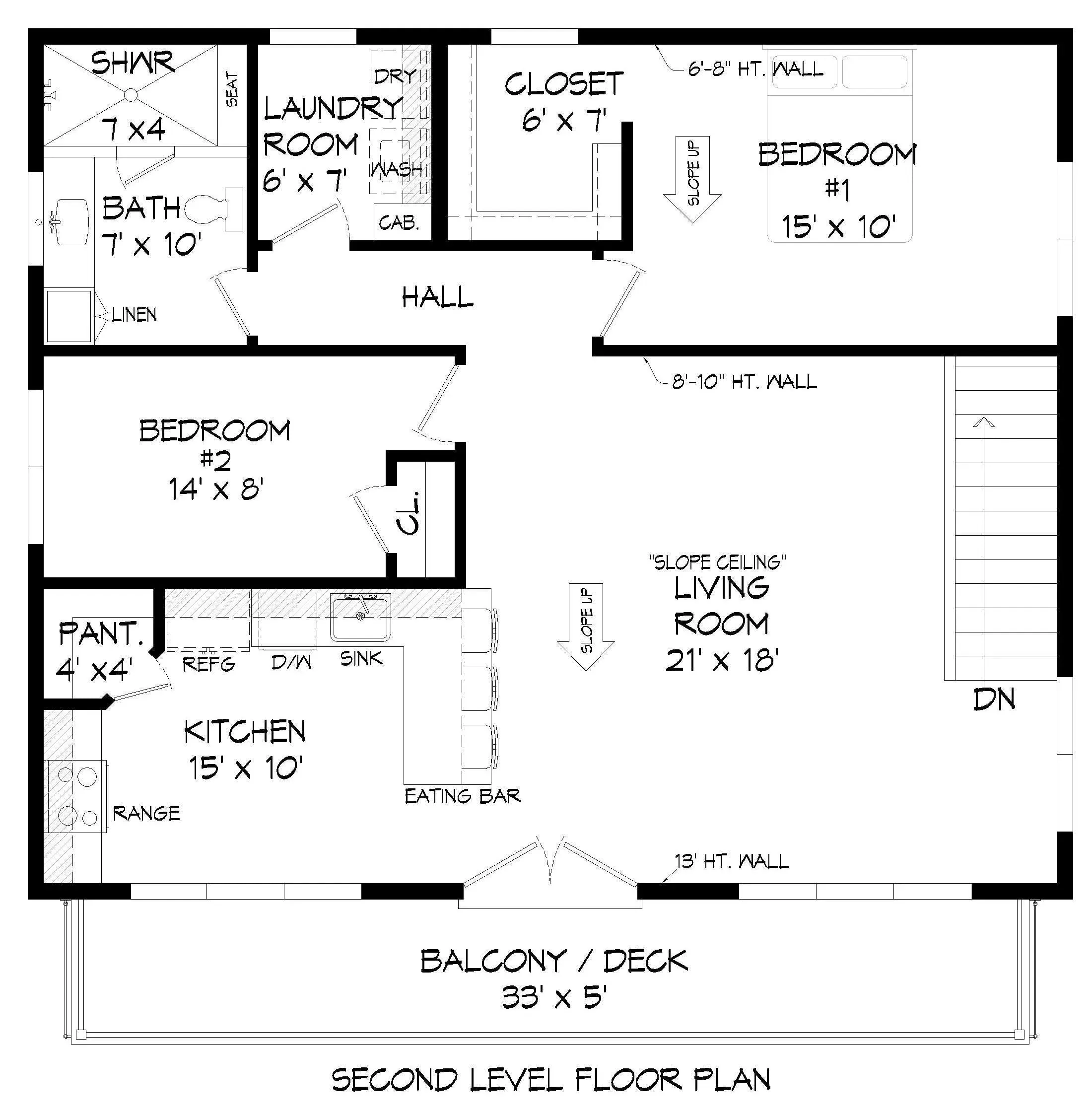 Charming Modern Retreat: Spacious 2-Bedroom House Plan