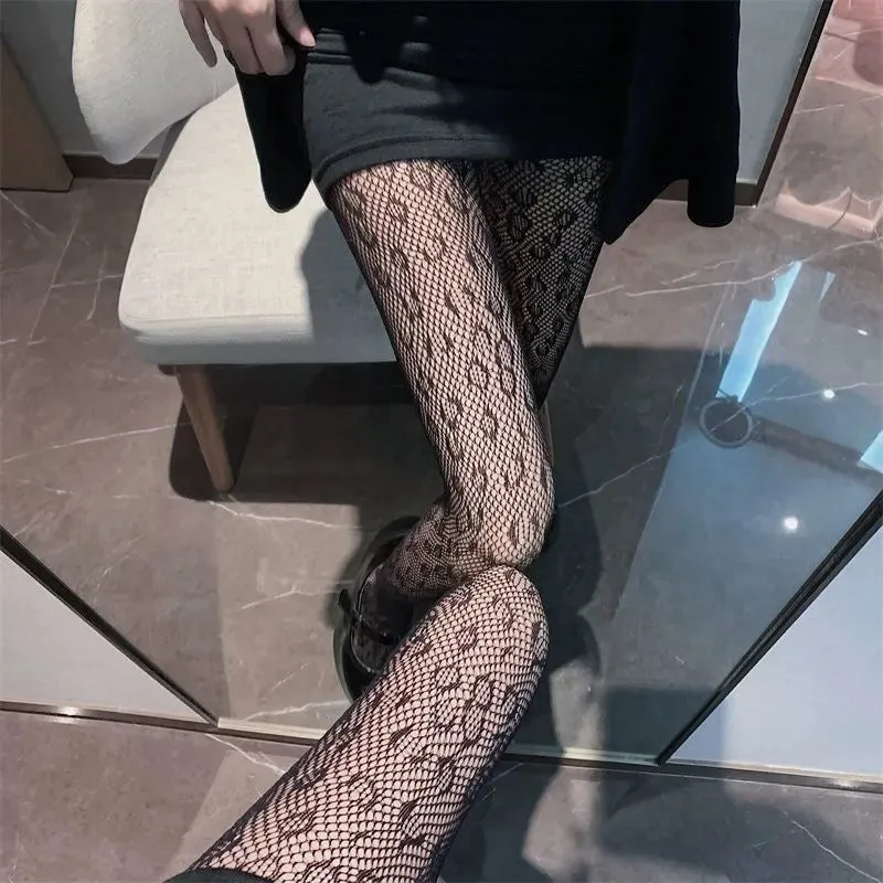 Charming Women Sexy Leopard Pattern Thin Fishnet Pantyhose