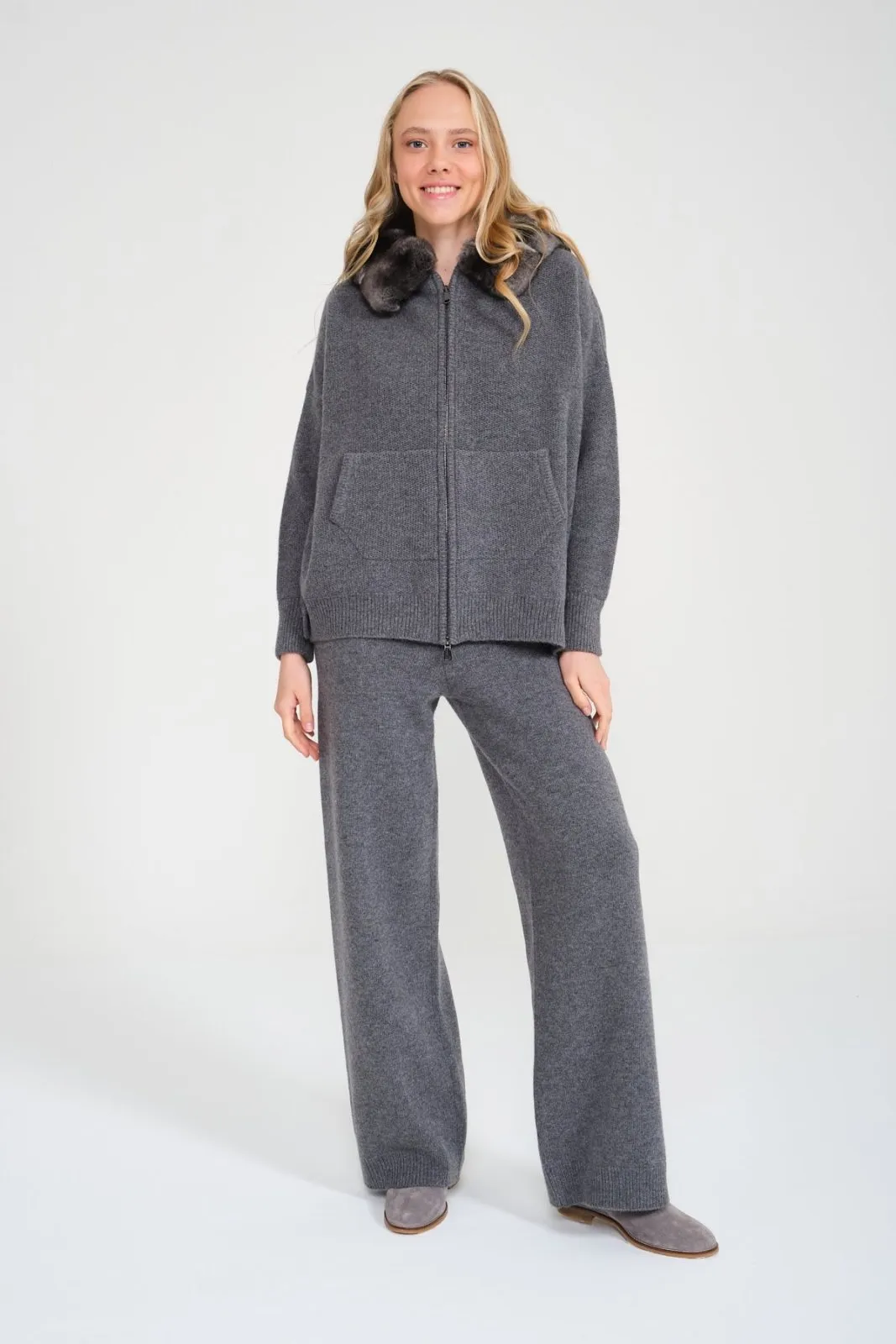 Chinchilla Fur Lined Hoodie & Pants Set