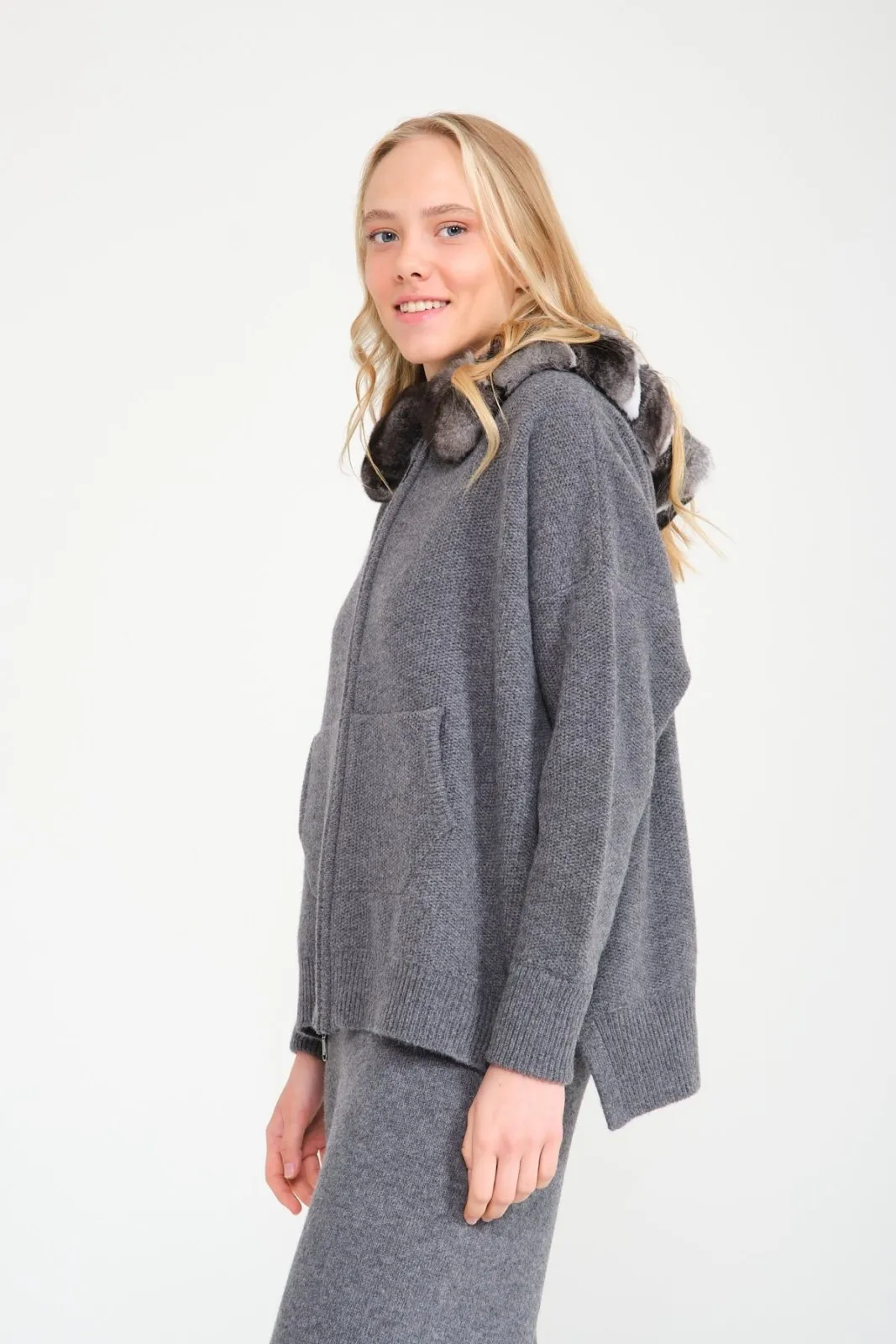 Chinchilla Fur Lined Hoodie & Pants Set