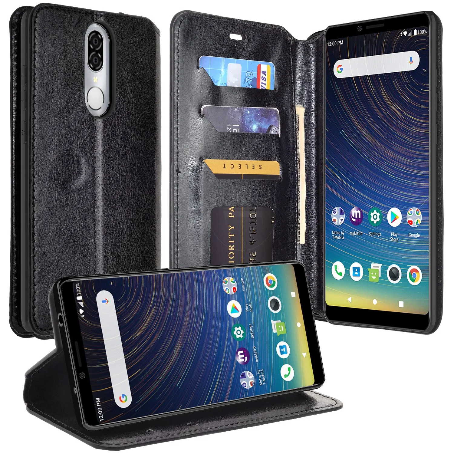 Coolpad Legacy Case, Coolpad Legacy Wallet Case, Pu Leather Wallet Case [Kickstand] with ID & Credit Card Slots for Legacy  - Black