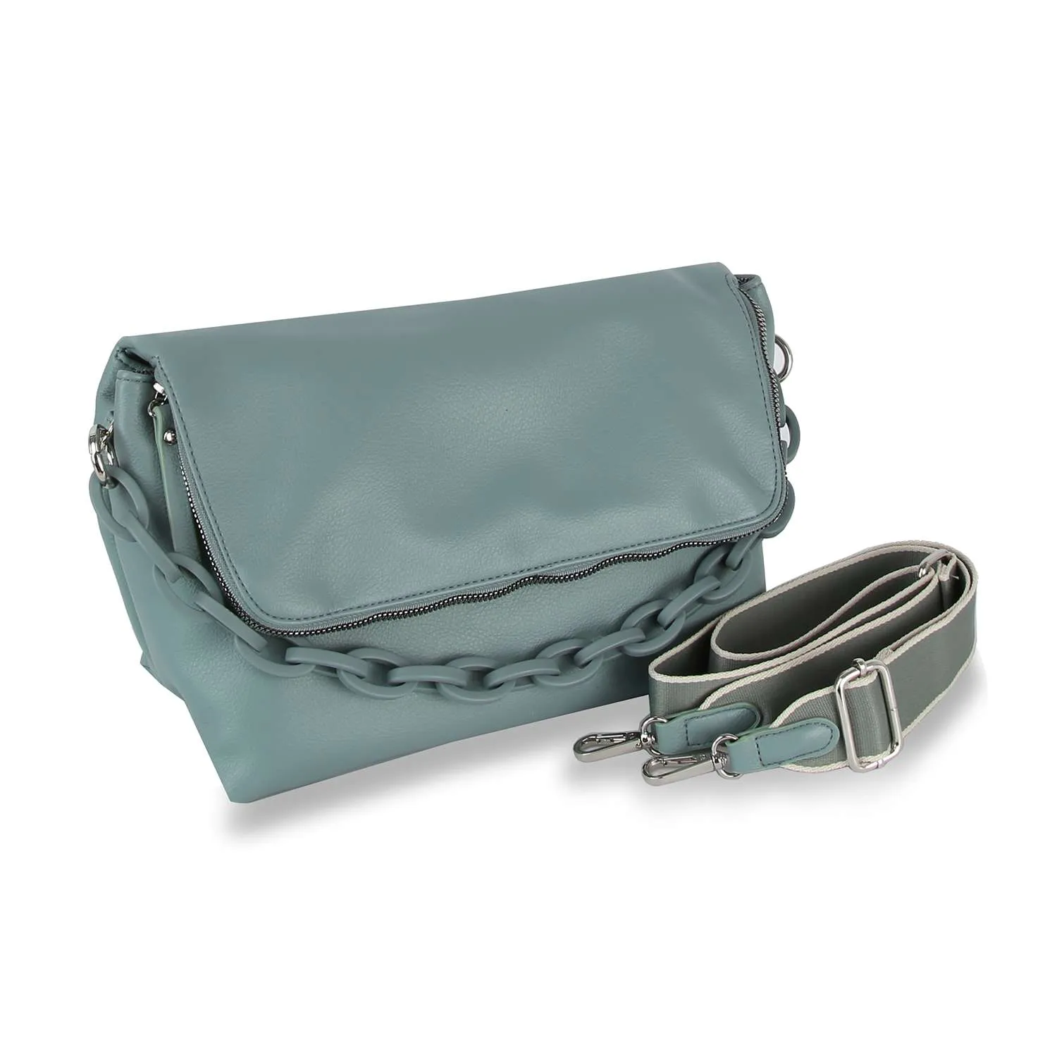 Courtney Blue Chain Handle Shoulder Bag: Blue