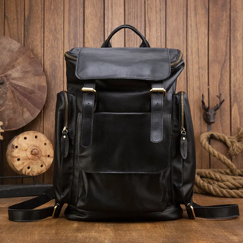 Crazy Horse Leather Men Backpack Vintage Laptop Backpack Travel Backpack ESS468