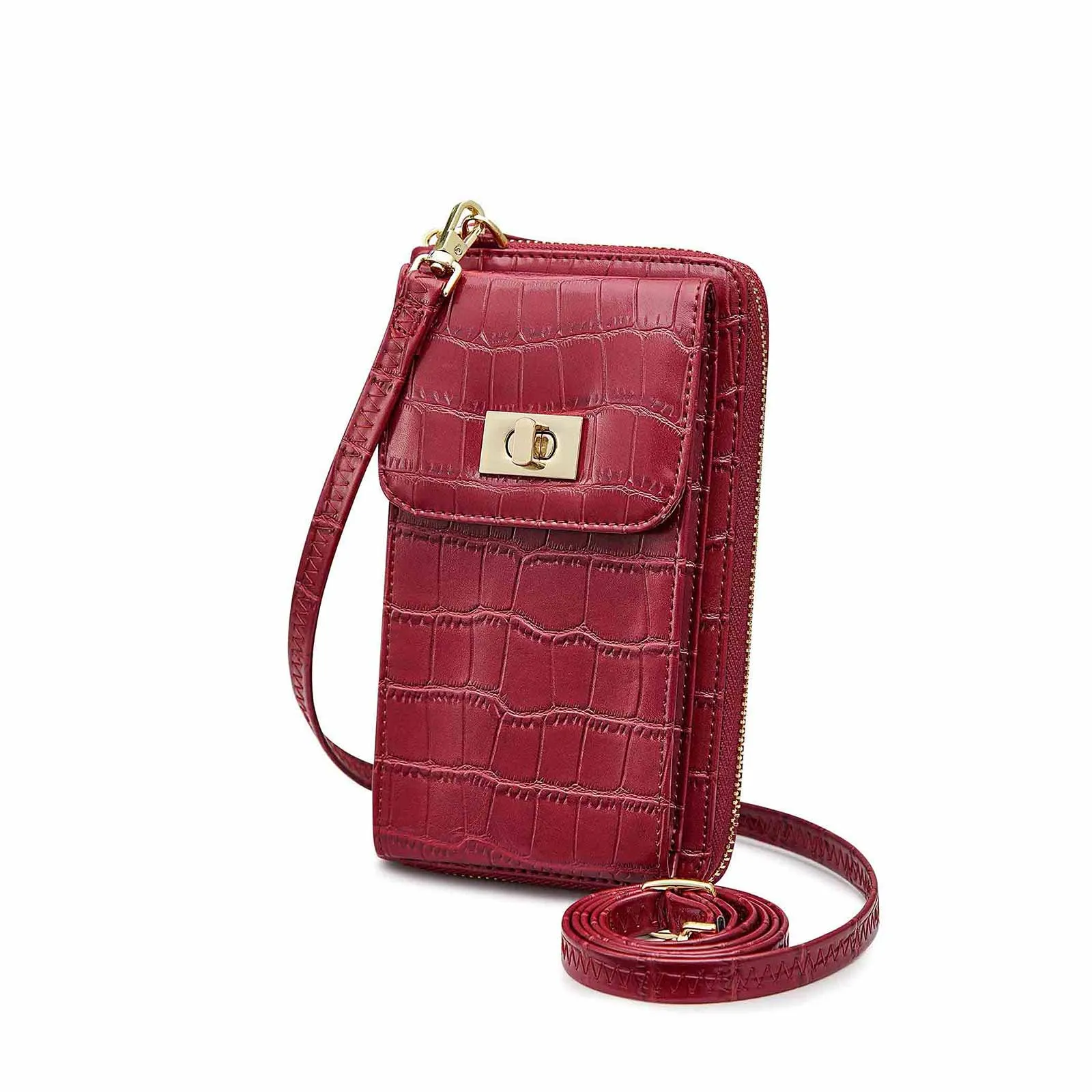 Crocodile Pattern RFID Blocking Cell Phone Purse