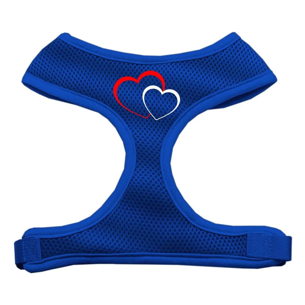 Double Heart Design Soft Mesh Harnesses Blue Small