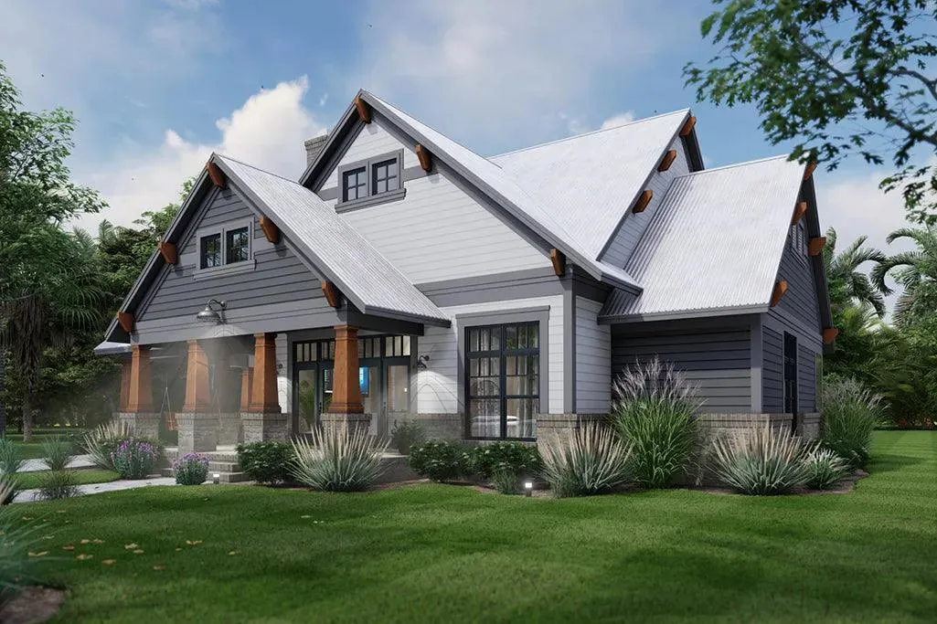 Elegant 3-Bedroom Home Plan with Bonus Room and Spacious Porches