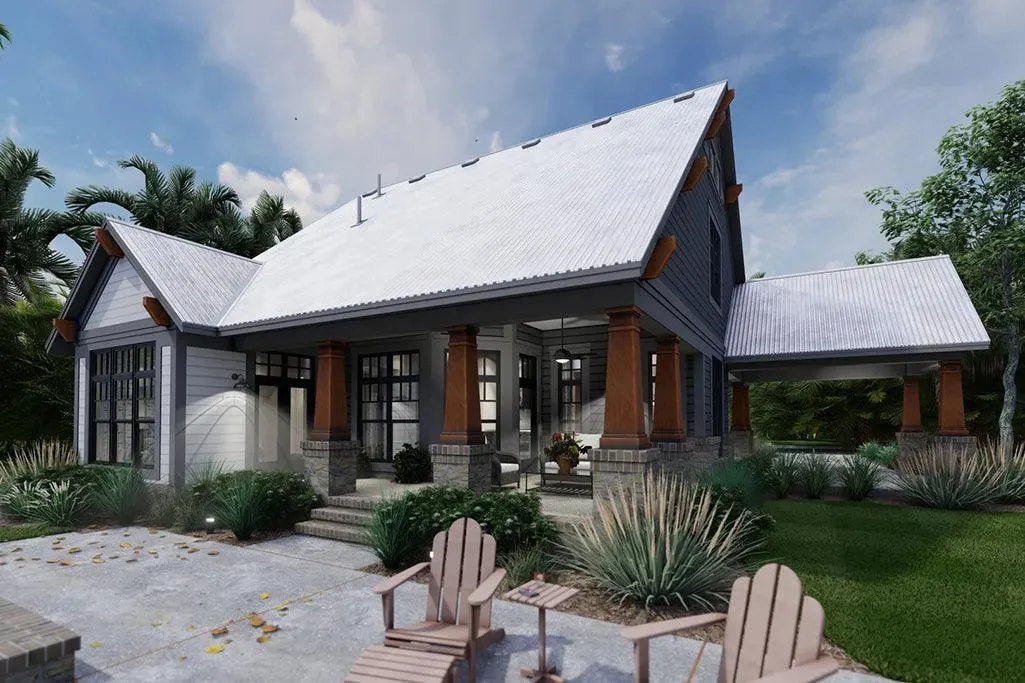 Elegant 3-Bedroom Home Plan with Bonus Room and Spacious Porches