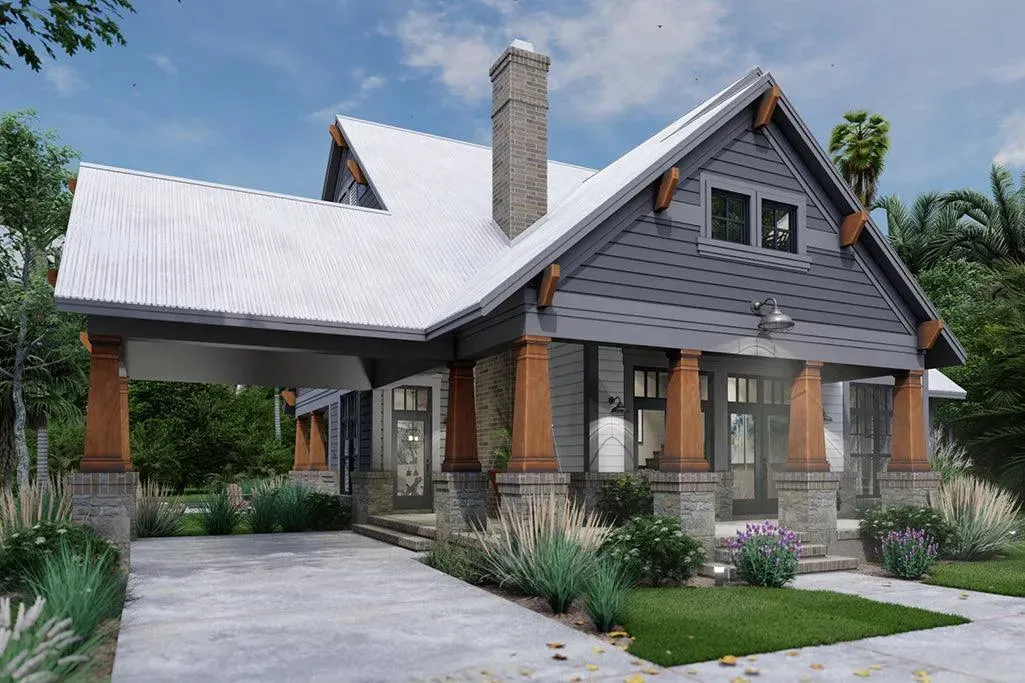 Elegant 3-Bedroom Home Plan with Bonus Room and Spacious Porches