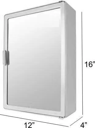 Epraiser ABS Unbreakable Z-GM 104 Bathroom Mirror Single Door Cabinet with Storage Chest/Shelves Full Mirror,16"X4"X12" Plastic Wall Shelf (Ivory)