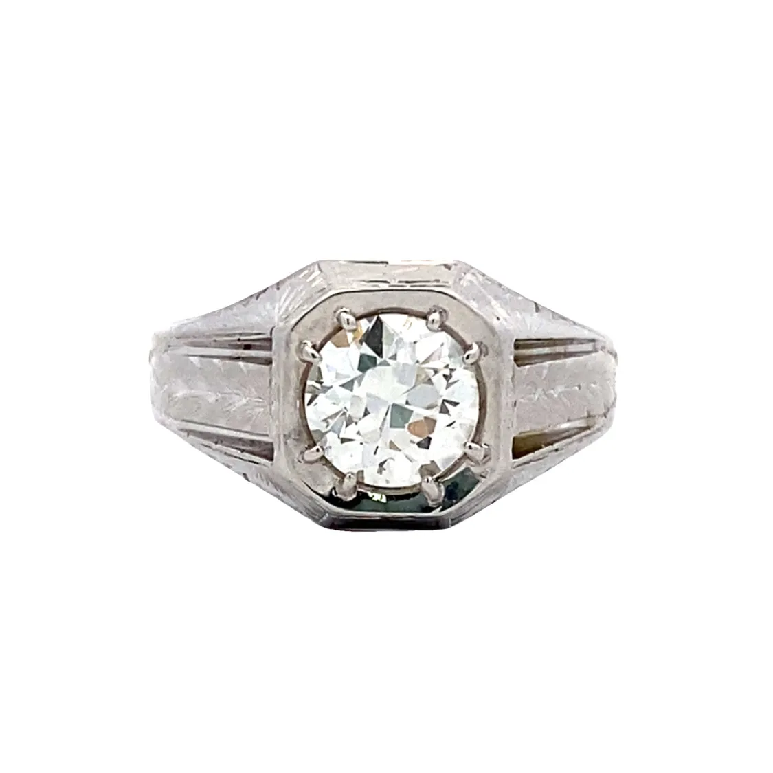 Estate White Gold 1 1/2 Carat Diamond Gents Ring