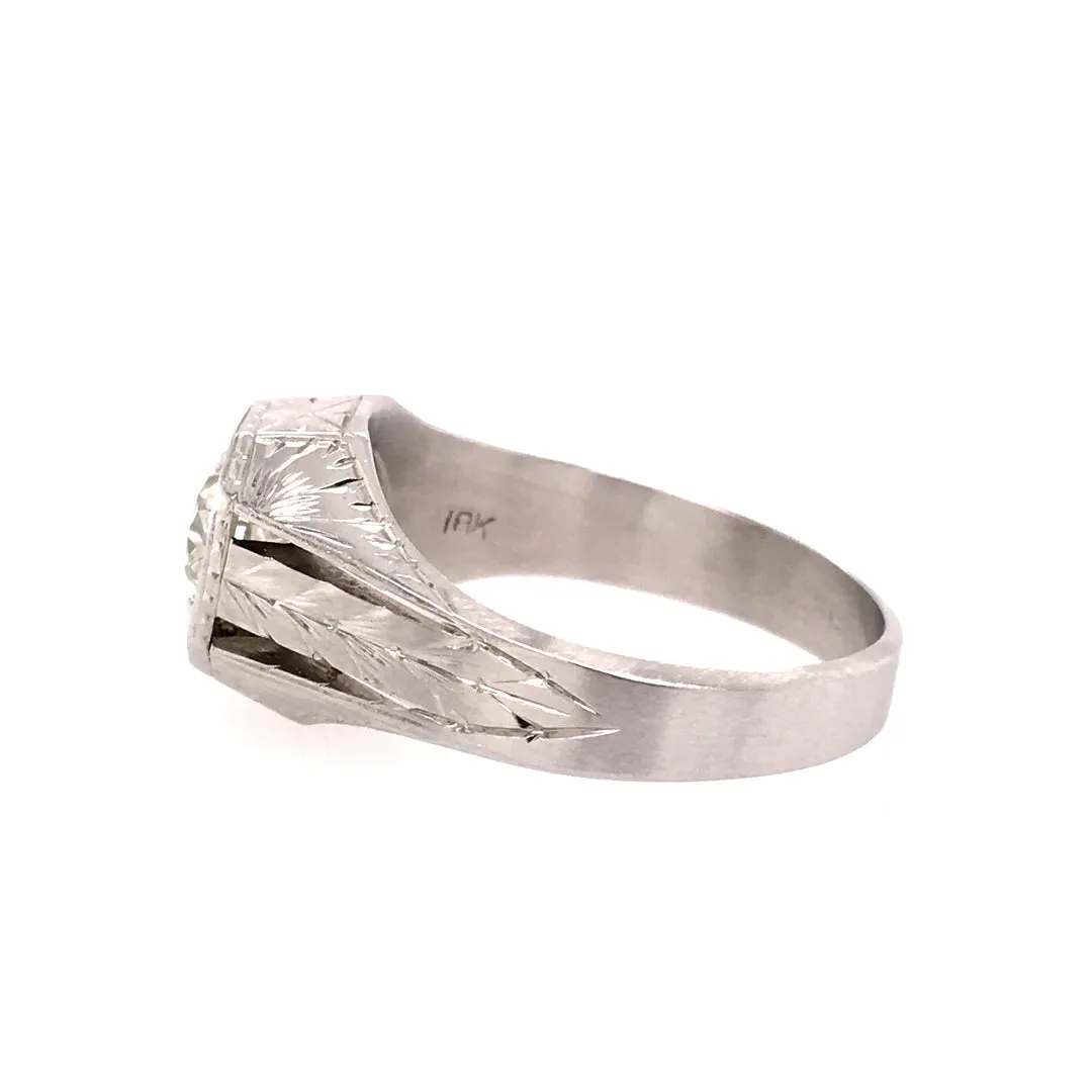 Estate White Gold 1 1/2 Carat Diamond Gents Ring