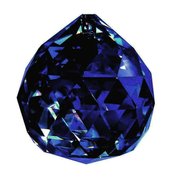 Faceted Ball Crystal 50mm Blue Water Prism with One Hole on Top